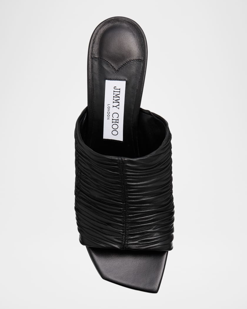 Lua Ruched Leather Mule Sandals