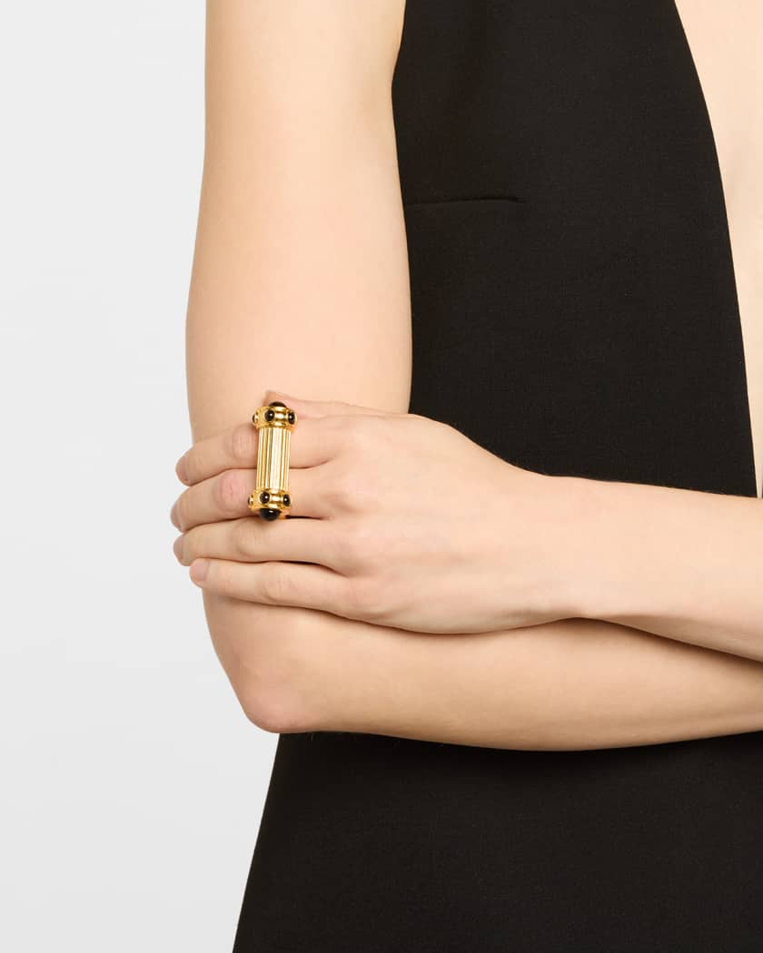 Stone Cross Bar Double Ring