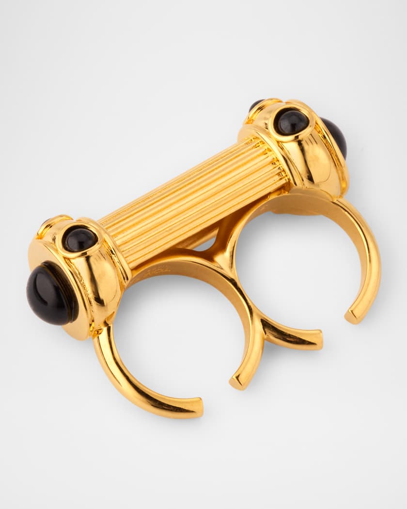 Stone Cross Bar Double Ring