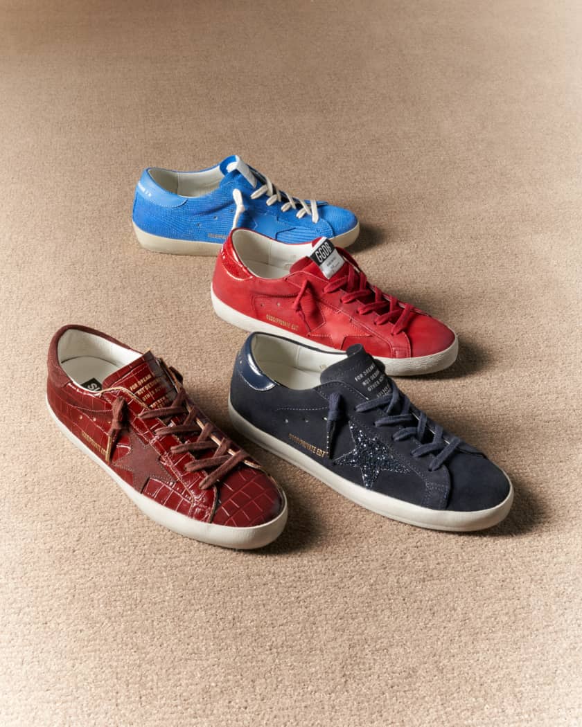 Superstar Lizard Embossed Leather Low-Top Sneakers
