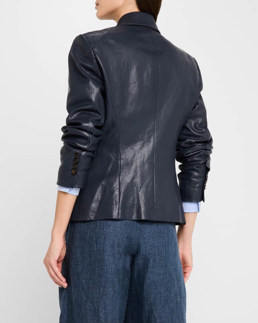 Natural Washed Leather Blazer