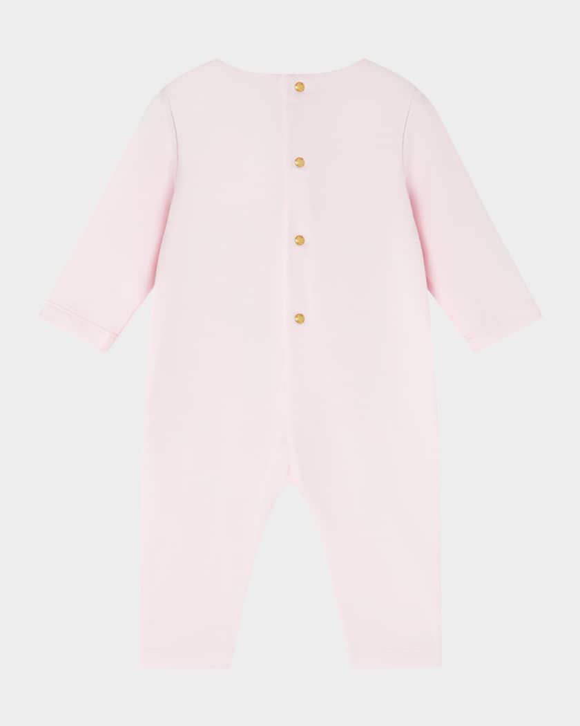 Girl's Logo-Print Necklace Graphic Coverall, Size 3M-18M