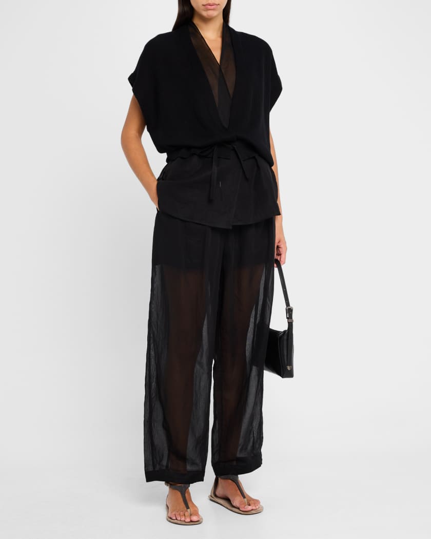 Lightweight Cotton Knit Top with Removable Organza Insert