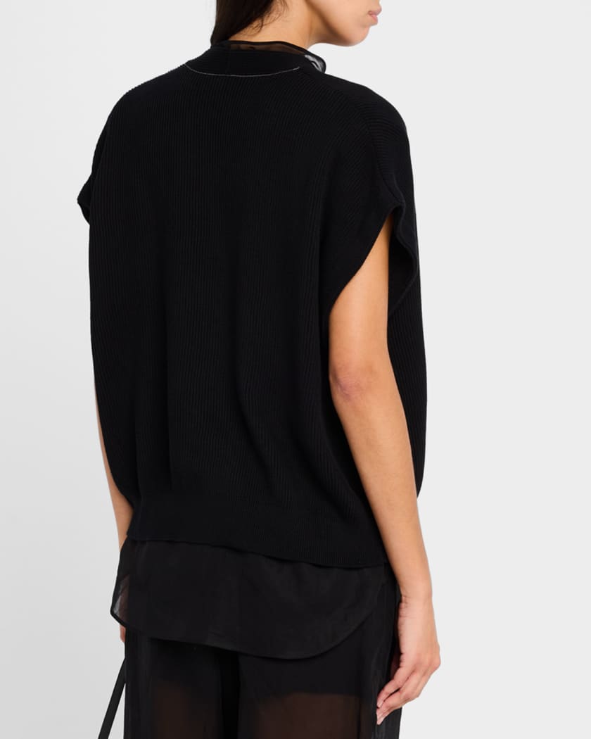 Lightweight Cotton Knit Top with Removable Organza Insert