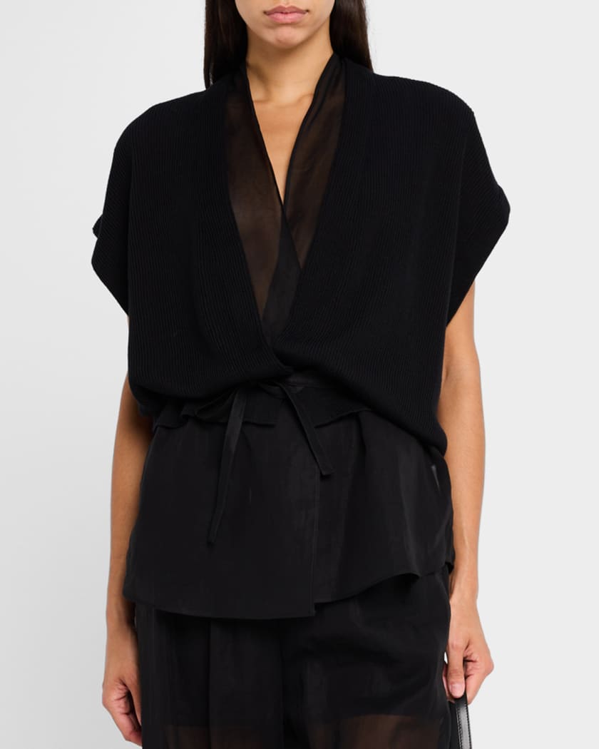 Lightweight Cotton Knit Top with Removable Organza Insert