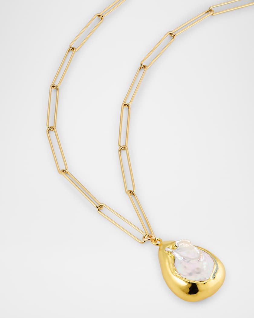 Bezel-Set Freshwater Pearl Pendant Necklace