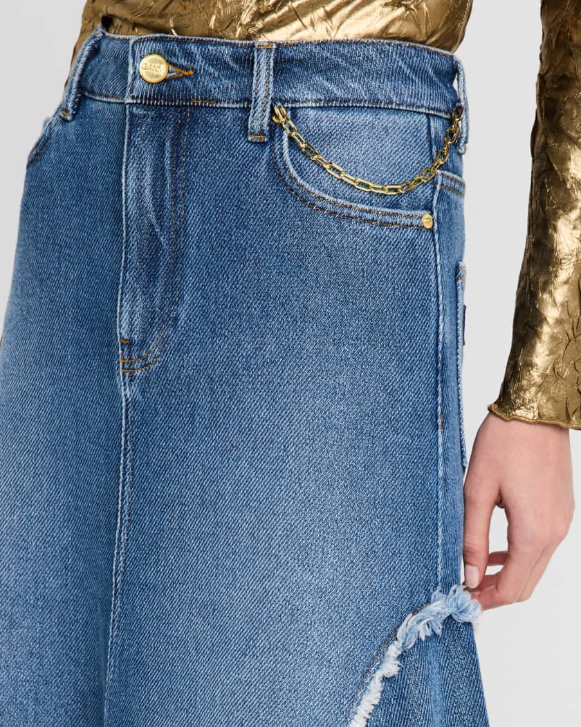 A-Line Denim Midi Skirt
