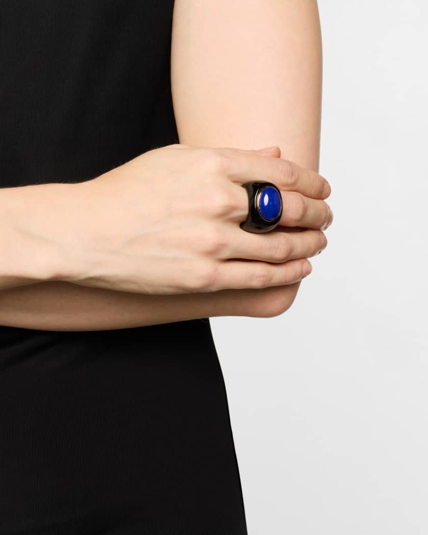 Lapis and Black Obsidian Ring