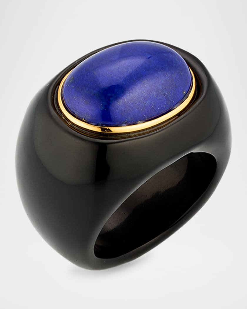 Lapis and Black Obsidian Ring