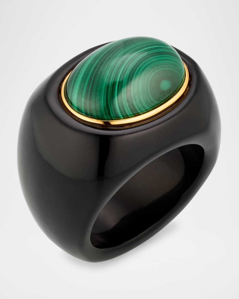 Malachite and Black Obsidian Ring