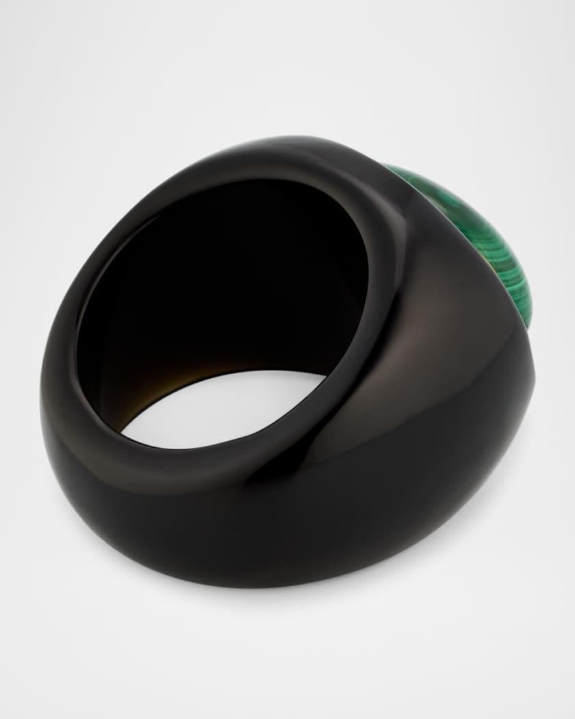 Malachite and Black Obsidian Ring