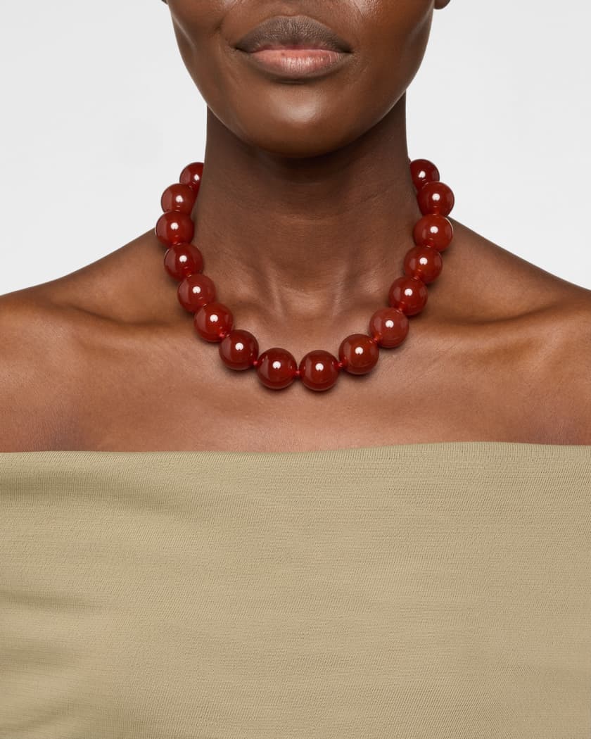  Carnelian Gemstone Statement Strand Necklace