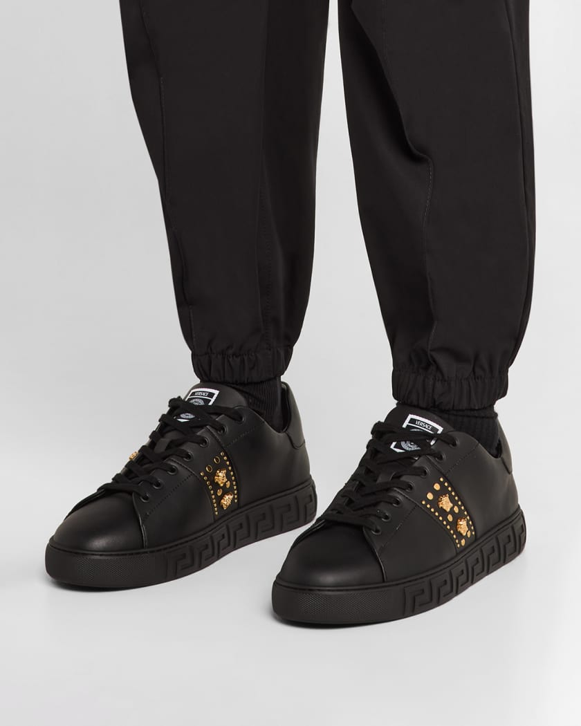 Men's La Greca Leather Low-Top Sneakers