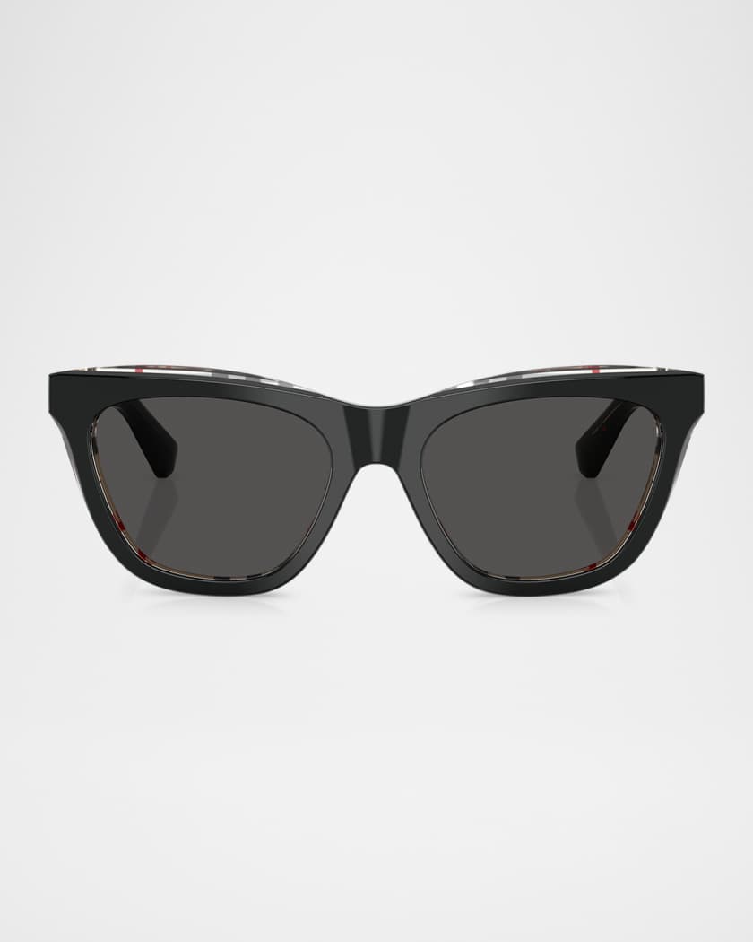 Burberry Check Acetate Plastic Cat Eye Sunglasses Neiman Marcus