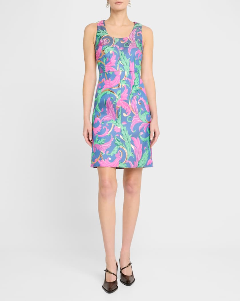 Floral Metallic Jacquard Sleeveless Dress