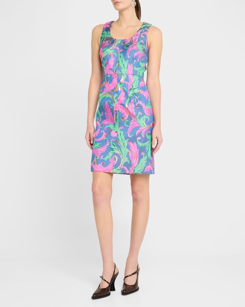 Floral Metallic Jacquard Sleeveless Dress
