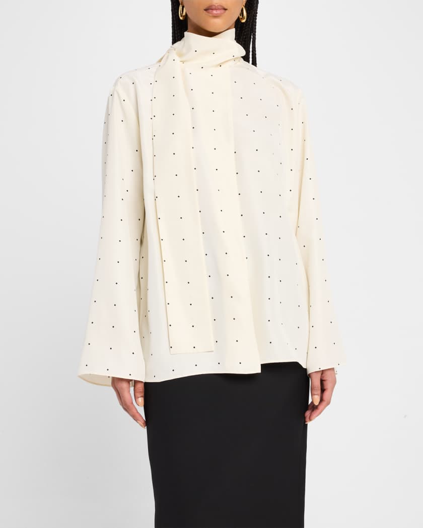 Rohe Polka Dot Silk Satin Sash Top
