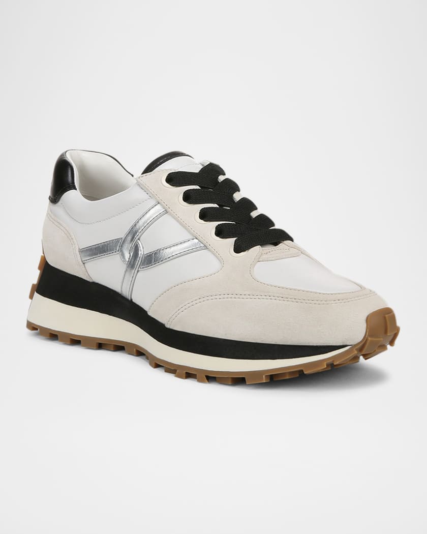 Valentina Mixed Leather Retro Sneakers