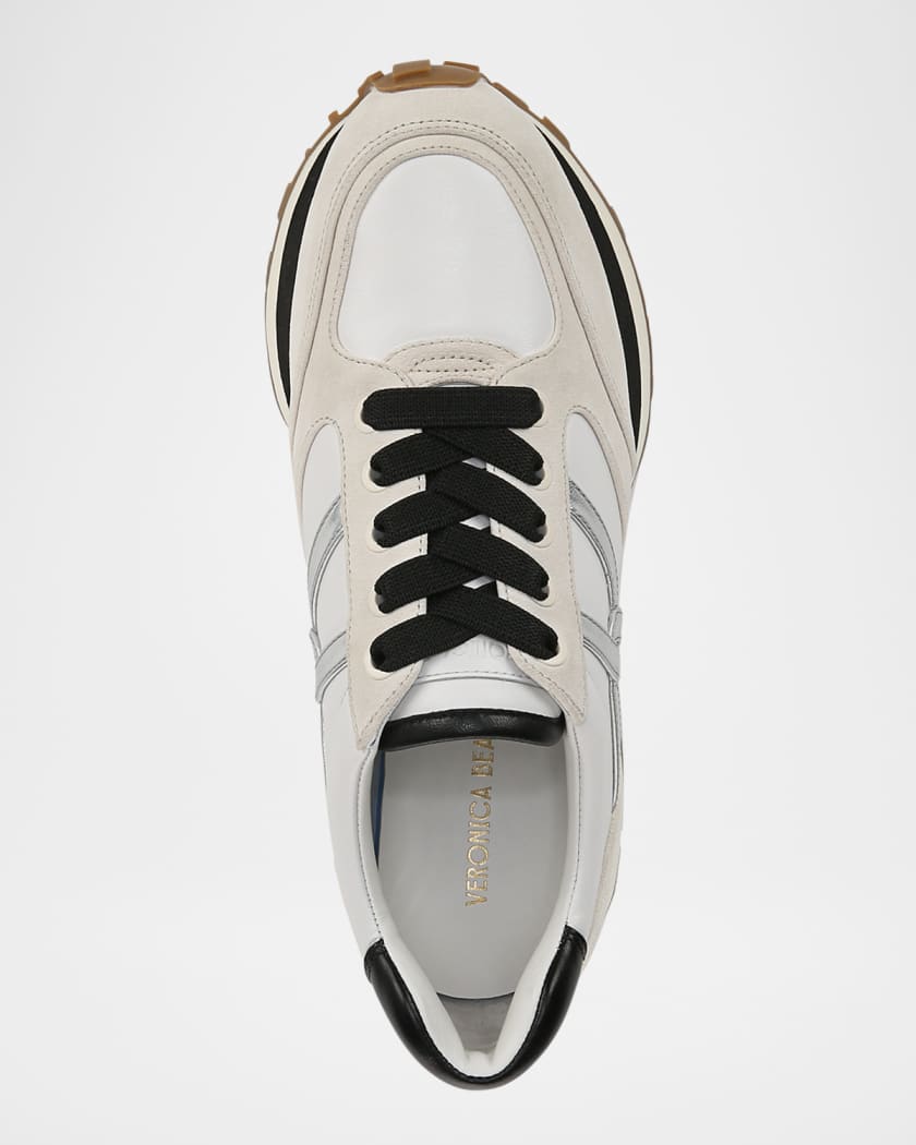 Valentina Mixed Leather Retro Sneakers