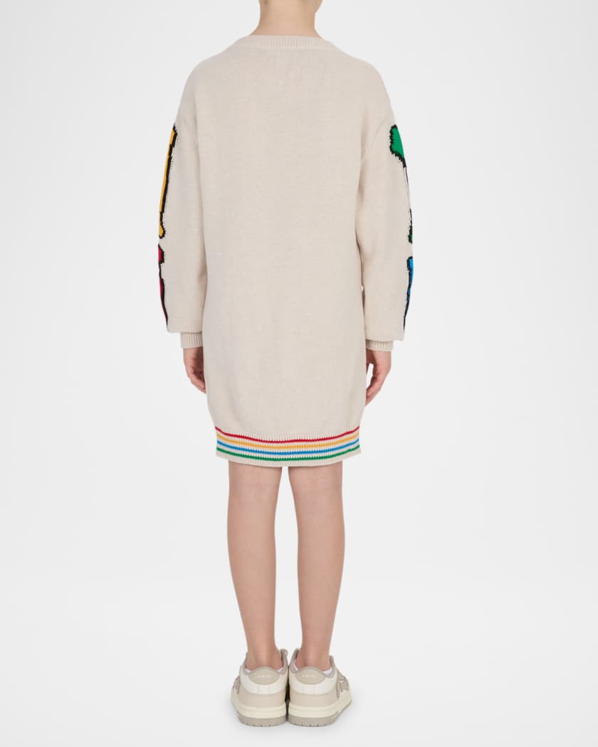 Girl's Bones Logo Intarsia Dress, Size 4-12