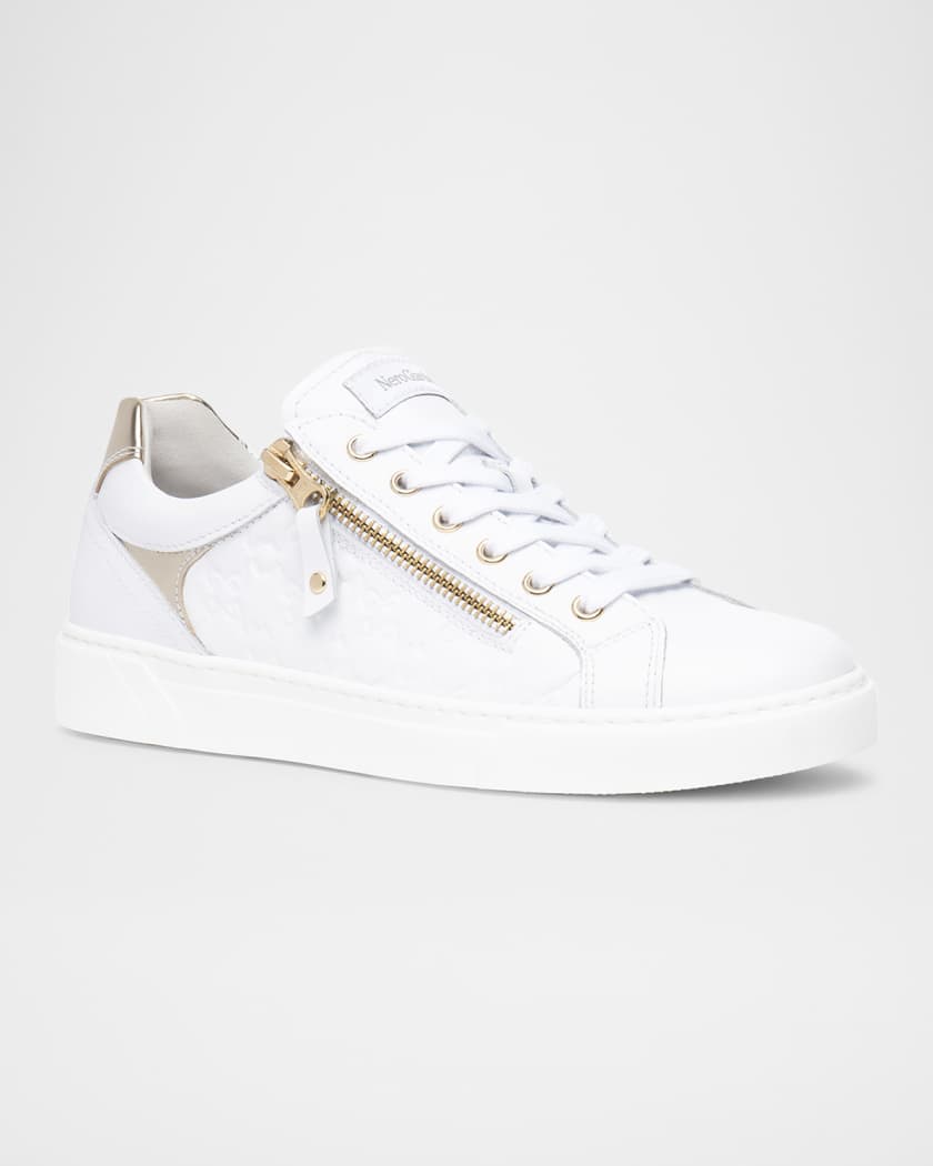Leather Side Zip Low-Top Sneakers