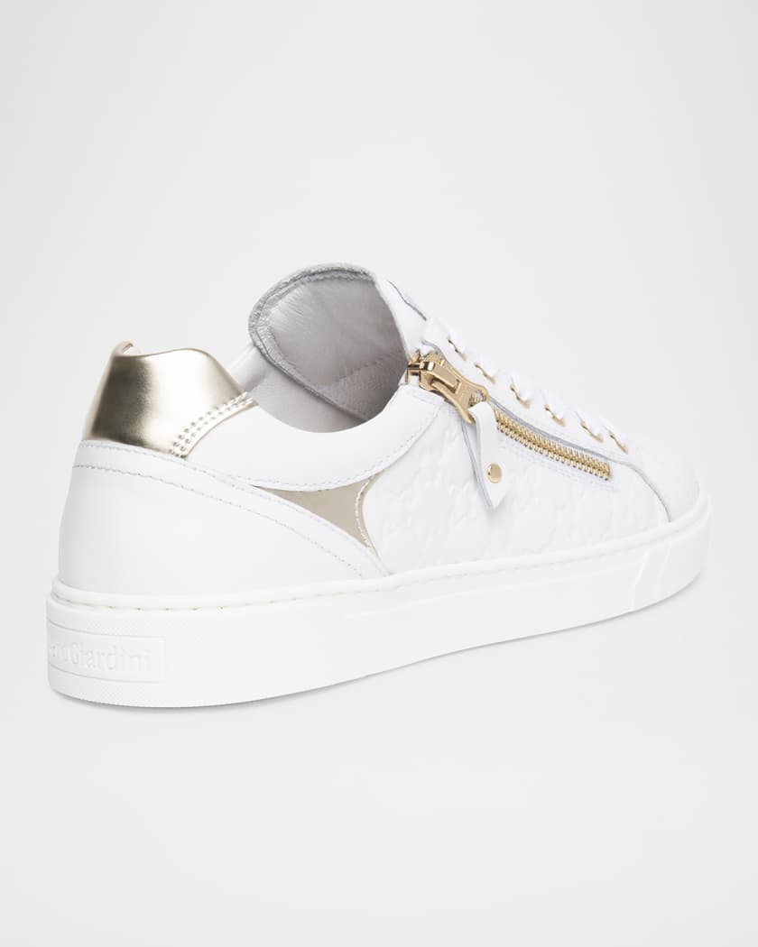 Leather Side Zip Low-Top Sneakers