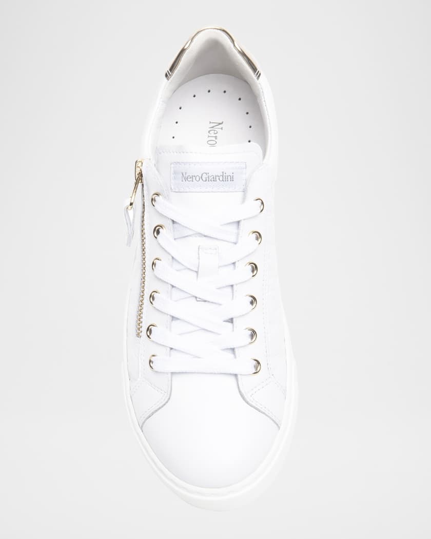 Leather Side Zip Low-Top Sneakers