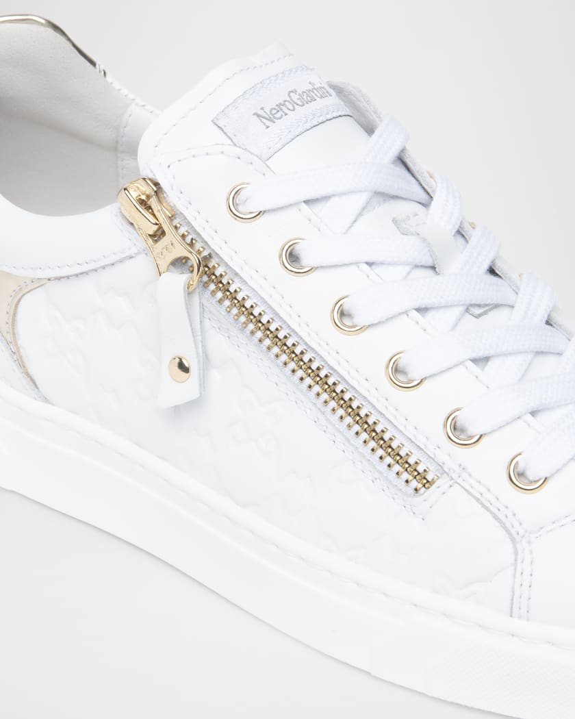 Leather Side Zip Low-Top Sneakers