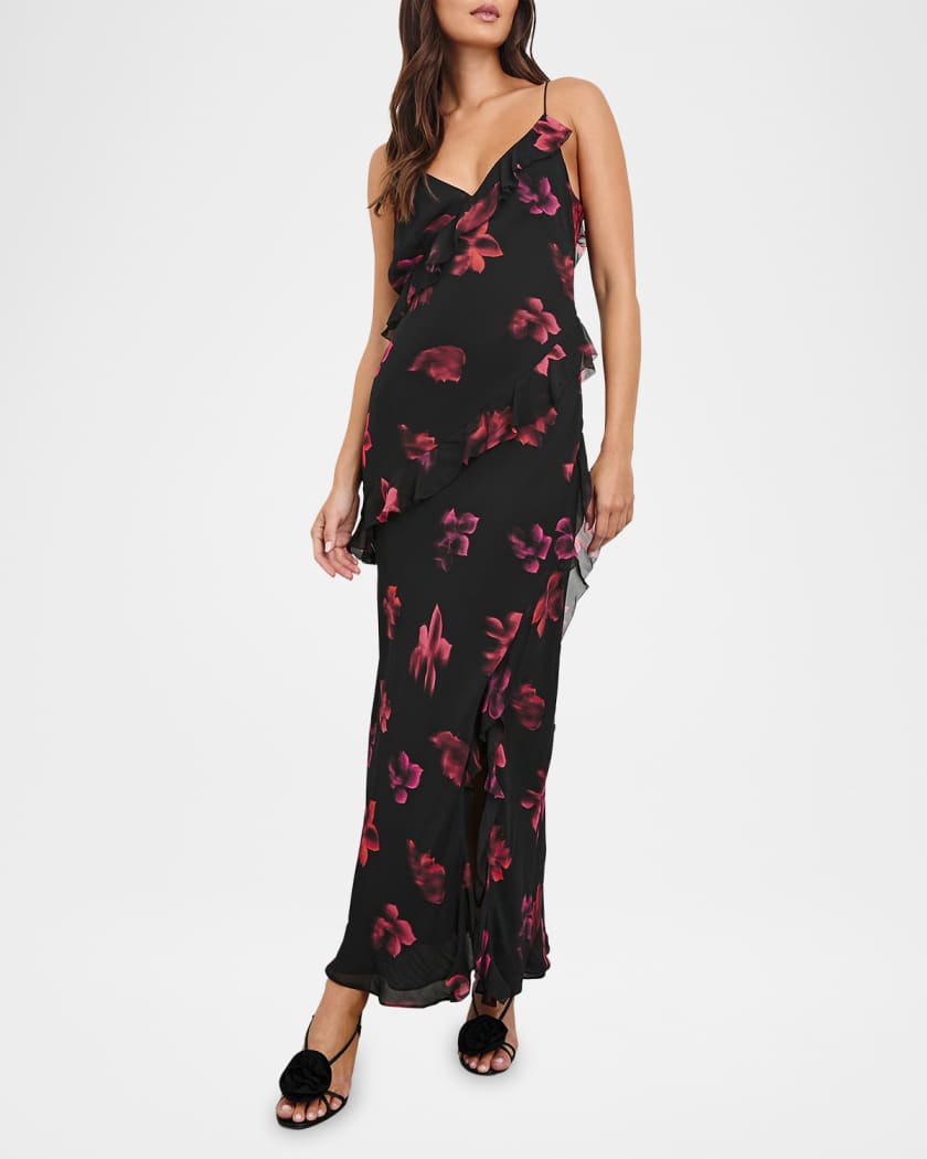Kariselle Floral Chiffon Midi Dress