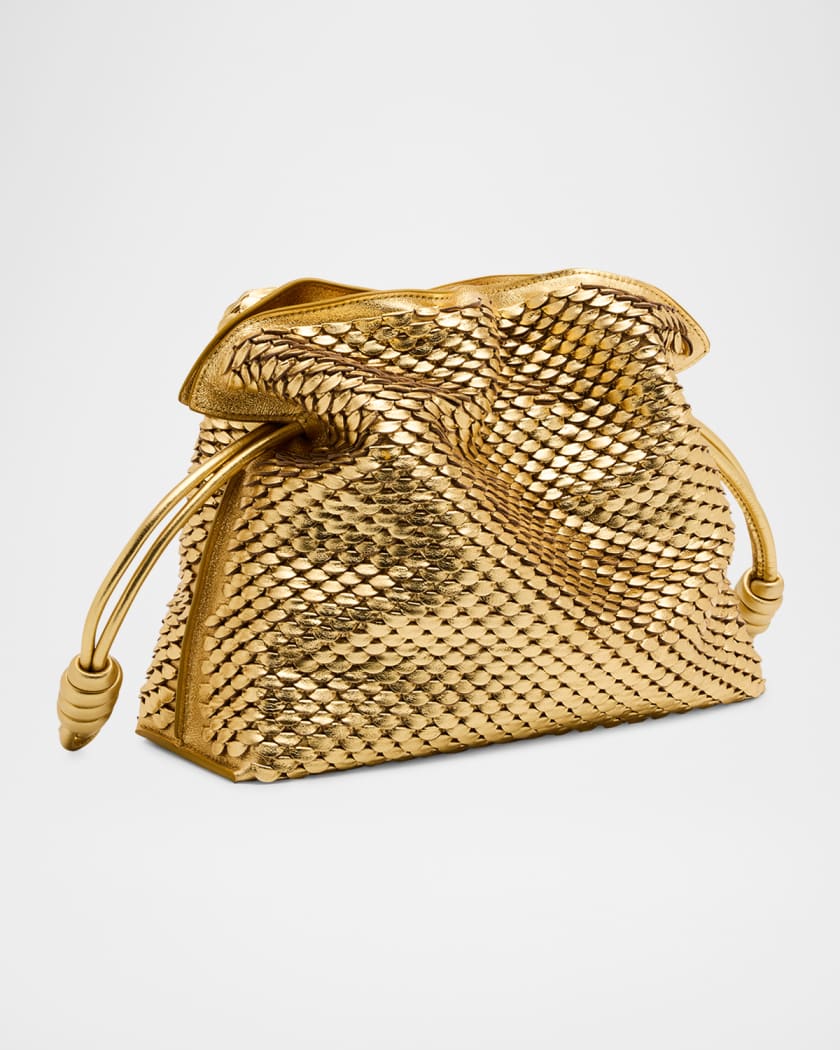 Flamenco Clutch Bag in Scales Metallic Leather 