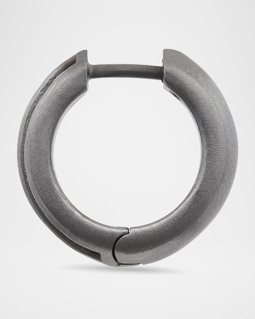 Men's Acie Oxidized Sterling Silver Blue Sapphire Huggie Earring, Single