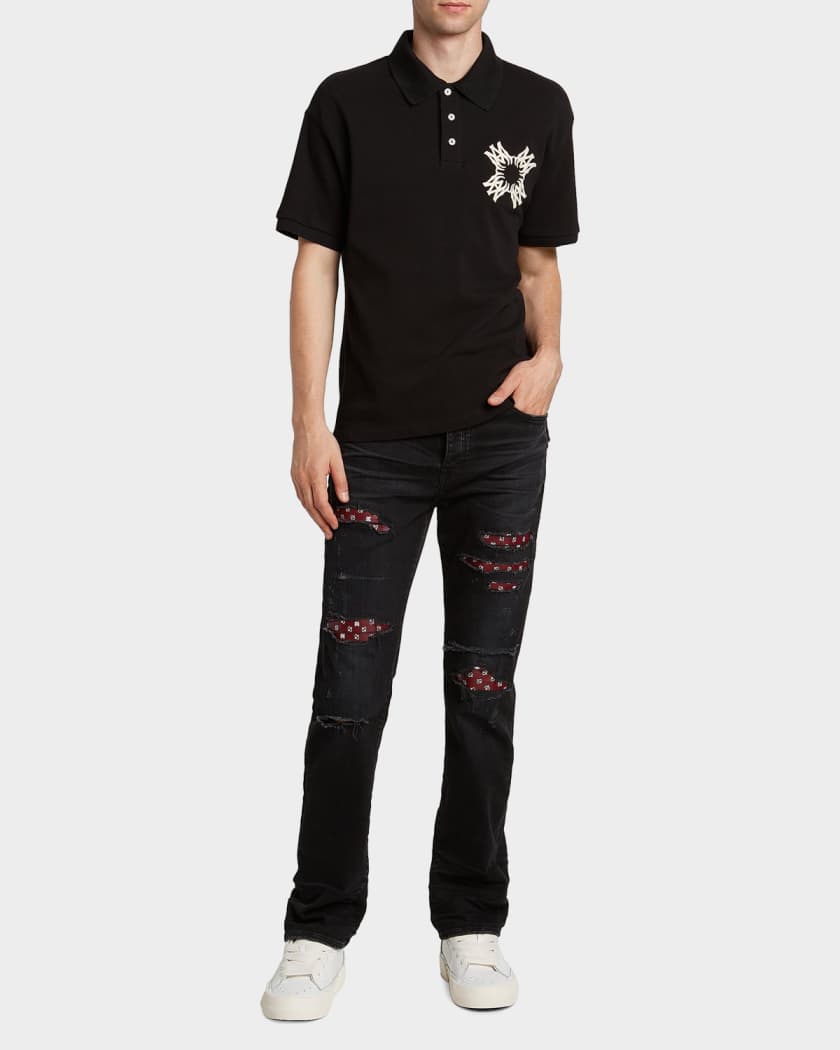 Amiri Men's Embroidered MA Quad Polo Shirt | Neiman Marcus