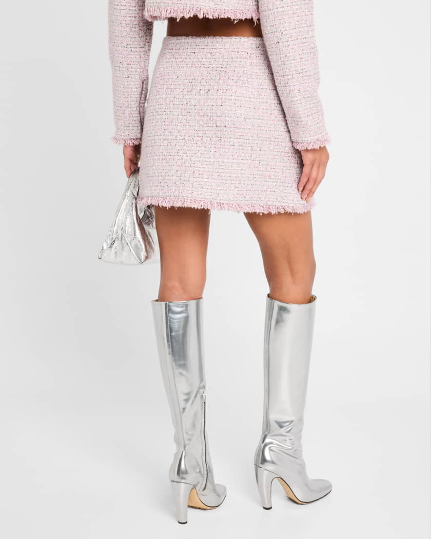 Ariel Button-Front Tweed Mini Skirt