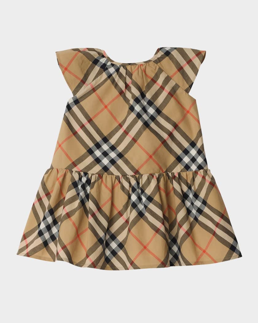 Girl's Talley Cotton Poplin Check Drop-Waist Dress, Size 6M-2