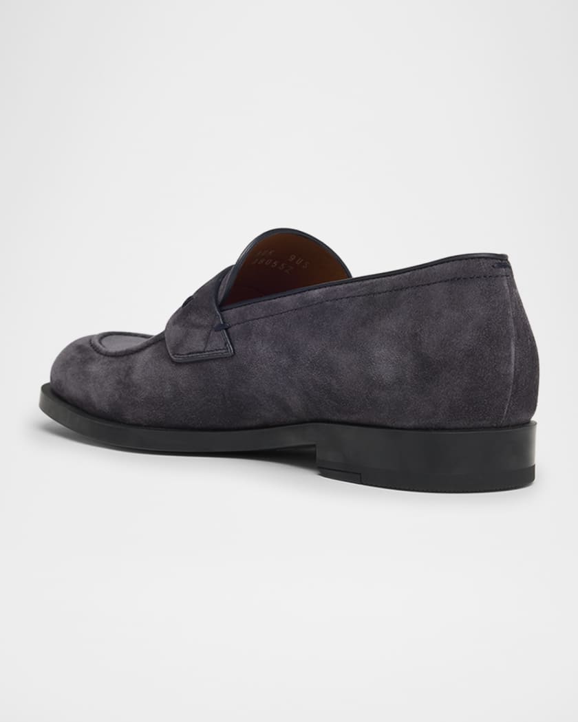 Men's Suede Rubber-Sole Penny Loafers