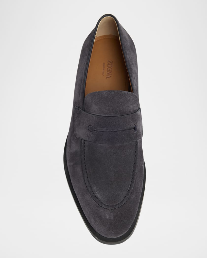 Men's Suede Rubber-Sole Penny Loafers