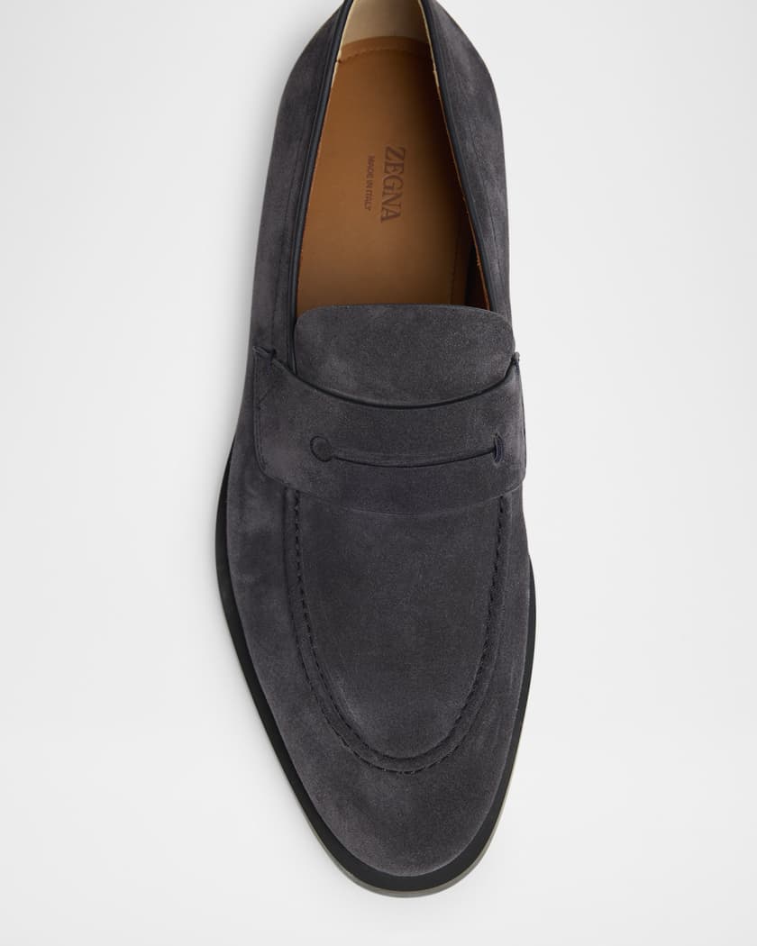 Men's Suede Rubber-Sole Penny Loafers