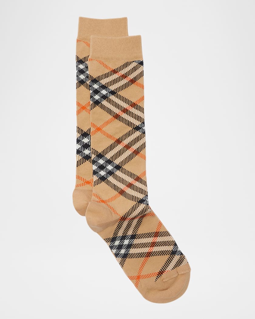 Kid's Check-Print Socks, Size S-L