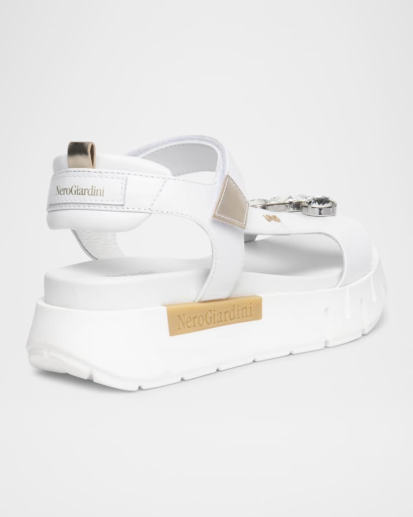 Stone Embellished Leather Sandals