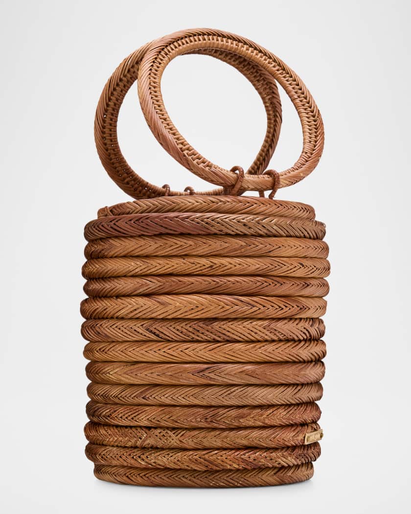 Yasmina Rattan Ring Top-Handle Bag