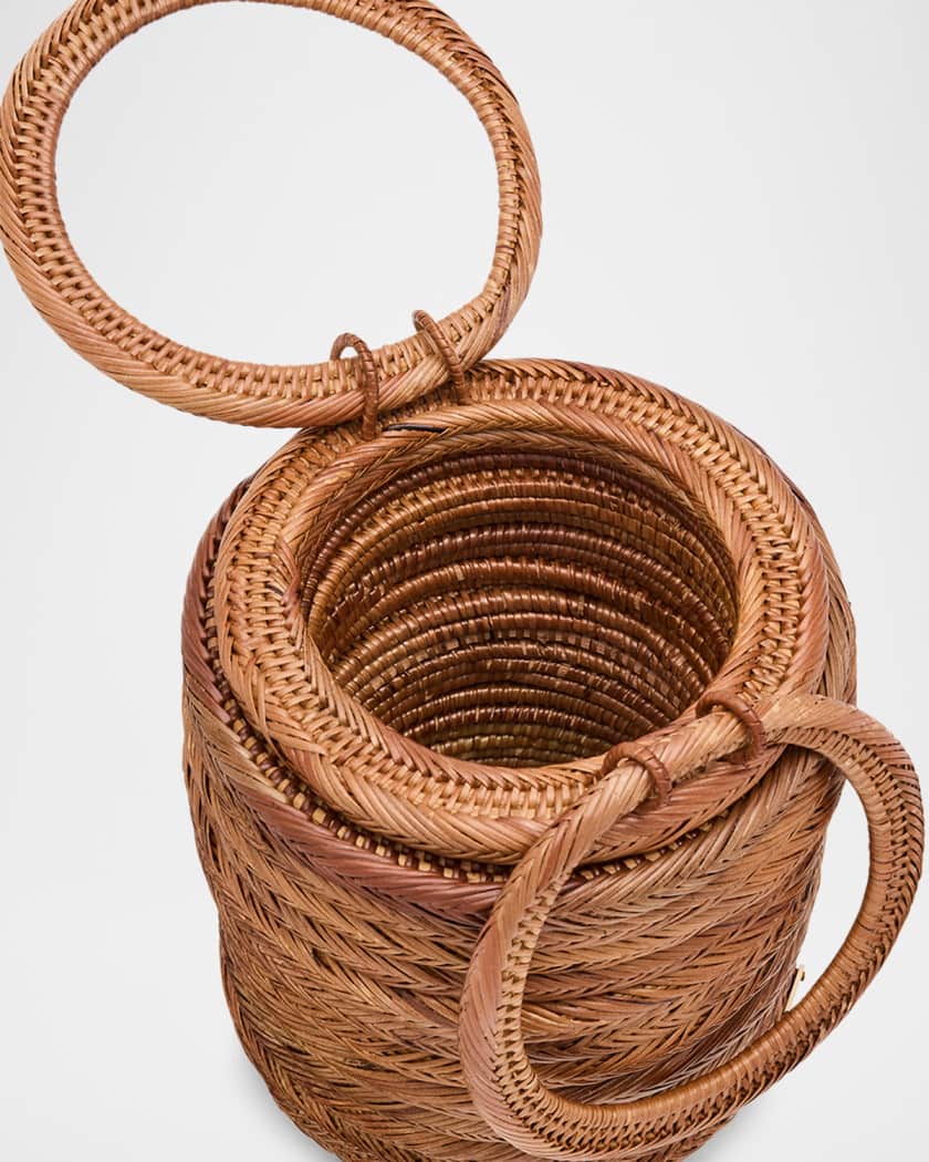 Yasmina Rattan Ring Top-Handle Bag