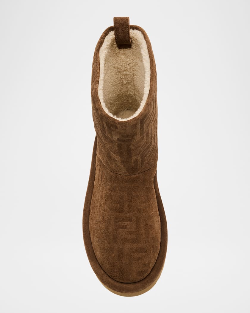 Shearling-Lined FF Embossed Leather Ski Boots