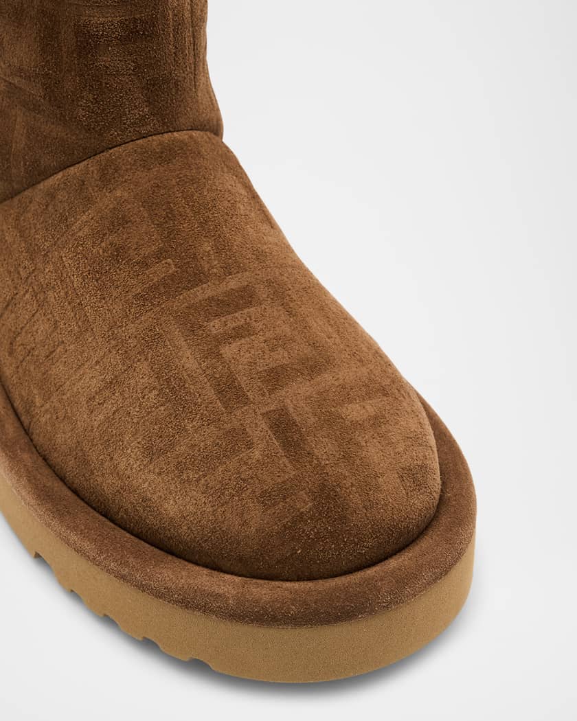 Shearling-Lined FF Embossed Leather Ski Boots