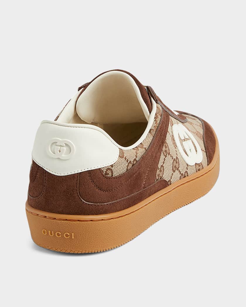 Men's GG Supreme Canvas and Suede Low-Top Sneakers
