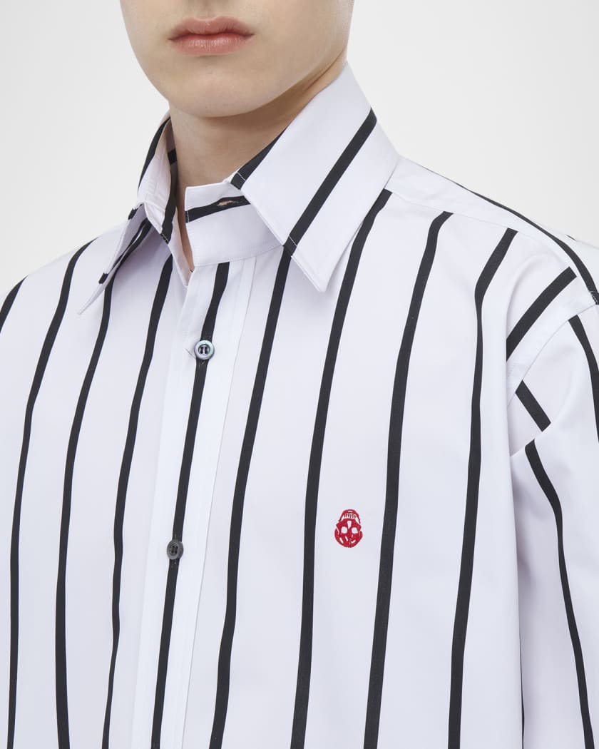 Men's High-Collar Striped Sport Shirt