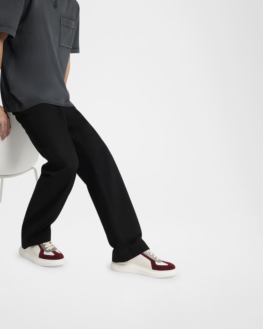 Men's Retro Trainer Leather and Suede Low-Top Sneakers