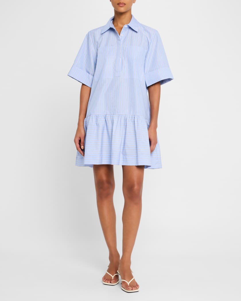 Cris Short-Sleeve Pinstripe Shirtdress