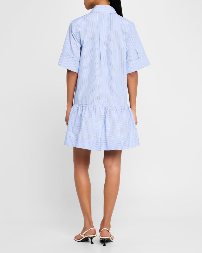 Cris Short-Sleeve Pinstripe Shirtdress