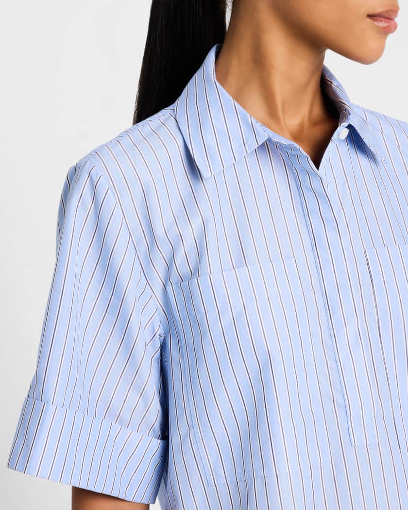 Cris Short-Sleeve Pinstripe Shirtdress