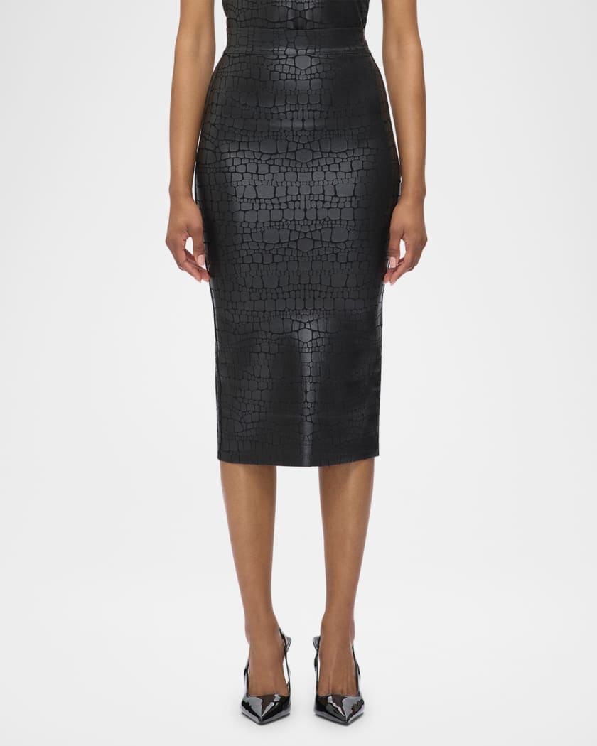 Parker Croc-Embossed Skirt